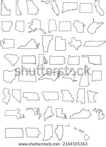 States America Usa Outline States All States Isolated vector file