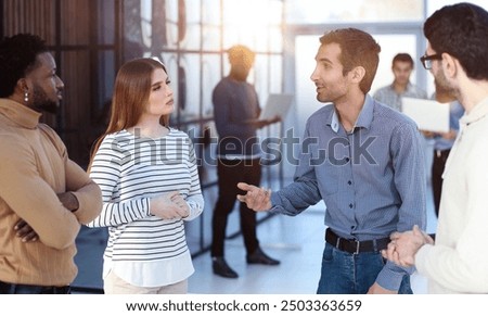 Similar – Image, Stock Photo Determined ethnic male entrepreneur walking on street