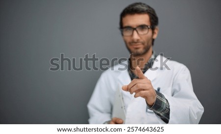 Similar – Image, Stock Photo caucasian doctor man holding test tube with blood for 2019-nCoV analyzing. Chinese Coronavirus blood test concept. Covid-2019