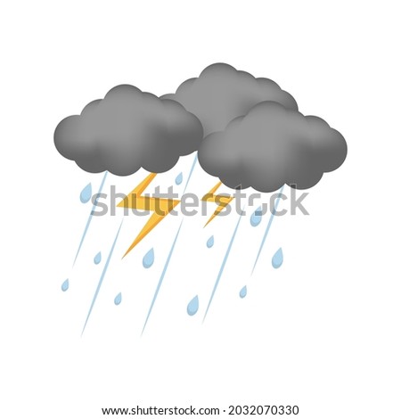 Rain. Storm. Black clouds. weather. Isolated on white background, vector illustration.