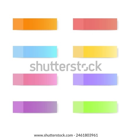 Different color paper stickers vector collection. Sticky colored notes. Post note paper. Place any text on it.