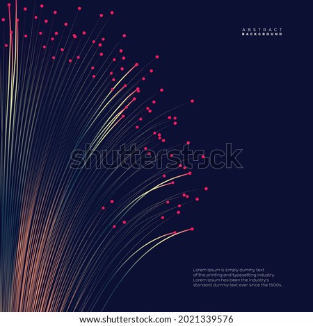 Evolution of data. Vector explosion motion dots lines background. Small particles strive out of center. vector illustration use for quantum technology, digital, science, music, communication.