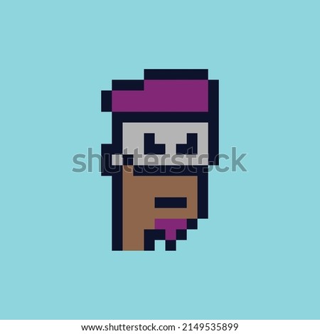 Cryptopunk pixel art NFT blockchain, non fungible token man , boy character