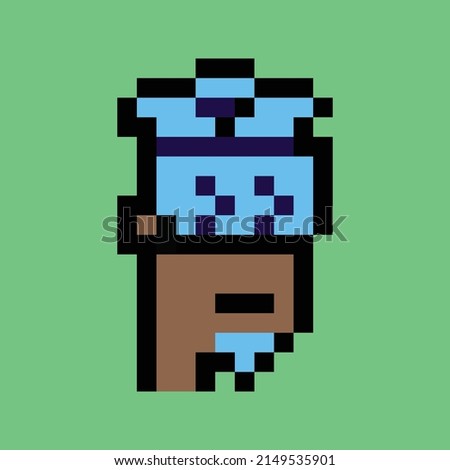 Cryptopunk pixel art NFT blockchain, non fungible token man , boy character