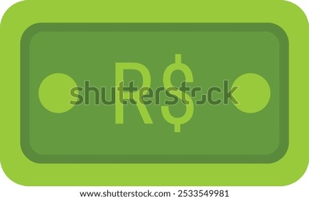 Green brazilian real note icon currency finance illustration