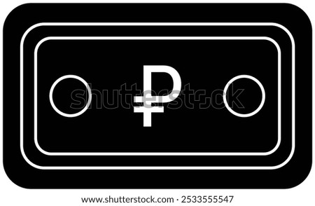  Black Russian Ruble Note Icon Currency Finance Illustration.