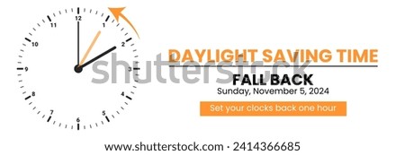 Daylight Saving Time is Over. The clock turns back one hour on November 5, 2024. Fall back concept banner. Vector illustration