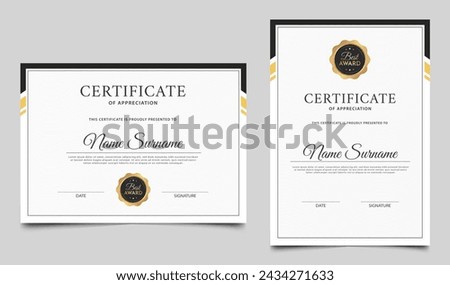 Certificate of appreciation border template design. Clean diploma template. Vector illustration