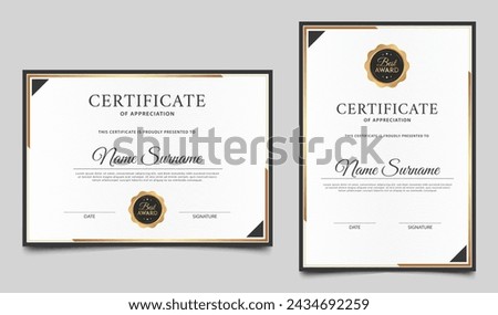 Certificate of appreciation border template. Modern diploma design with line pattern. Vector illustration