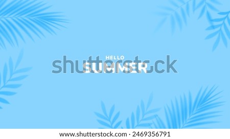 Minimalist summer background with palm leaves. Tropical summer leaf shadow design. Summer sale banner. Vector illustration