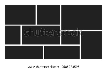 Photo collage frame template. Image collage layout design. Blank picture album moodboard. Vector illustration