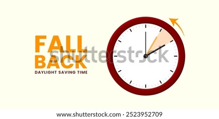 Daylight saving time end. Fall back, set clock back one hour. Minimalist alarm clock design. Vector illustration