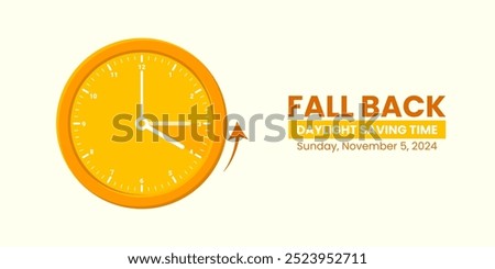 Daylight saving time end. Fall back, set clock back one hour. Minimalist alarm clock design. Vector illustration