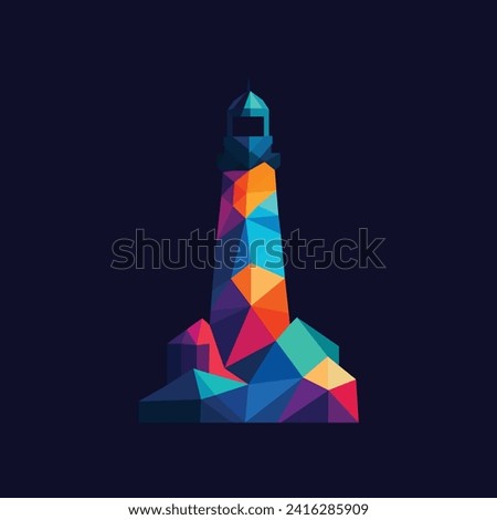 vector geometric lighthouse logo design colorful geometric