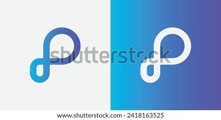 Creative and professional initial letter P logo design template on blue background