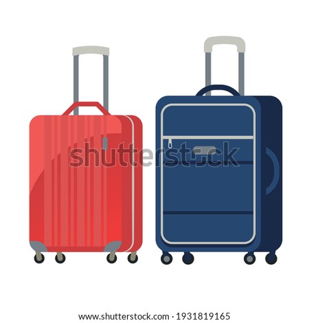 Travel suitcase case for journey vacation tourism shopping magazine children's illustration vector illustration isolated.  Trolley luggage bag. Baggage for airplane