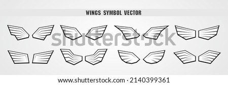 cool strong style black and white wings symbol graphic vector collection