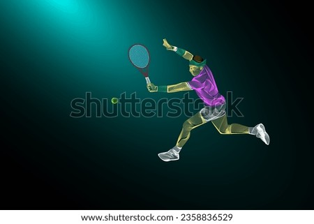 Lineart vector of tennis player in action on the court