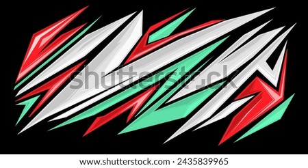 Race car sticker stripes combined with lightning shape styles