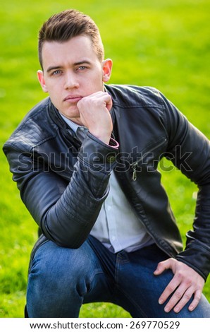 Attractive young male model outdoor