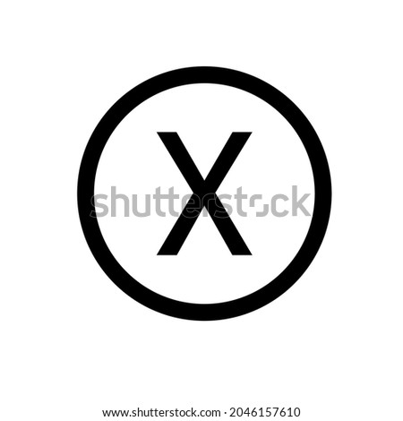 Vector image of circle line logo and letter X like a playstation button.