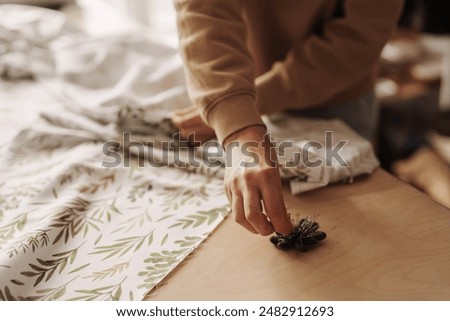 Similar – Image, Stock Photo Female artisan working with paints in workshop