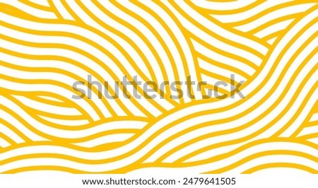 Geometric spaghetti pattern. Background with yellow paste elements on white. Asian kitchen design.