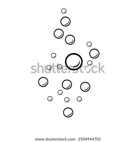 Linear water bubbles. Vector doodle illustration of gas balloons. Air bubbles outline on white background.