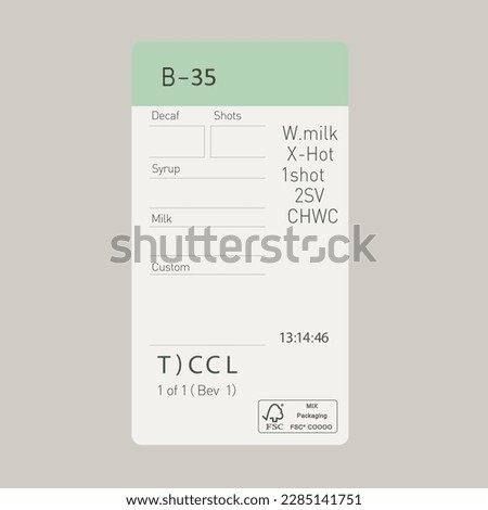 Forest Stewardship Council Image of eco-friendly coffee label design receipt