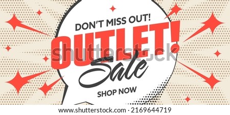 Outlet sale special offer advertising banner template. Discount announcement for marketing promotion campaign vector illustration