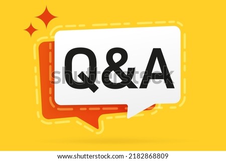 Info banner template. Speech bubble design with Q and A phrase vector illustration. Question and answer message. Quality support promotion banner. QA chat bubble. Enquire help information service