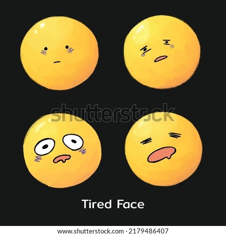 Comic cartoon faces with different emotions. Faces Characters ,emotion faces. Vector illustration-Tired Face