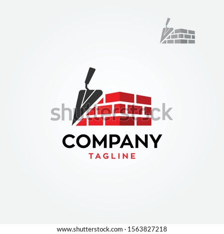 Construction with bricks and trowel logo vector illustration Photo stock © 