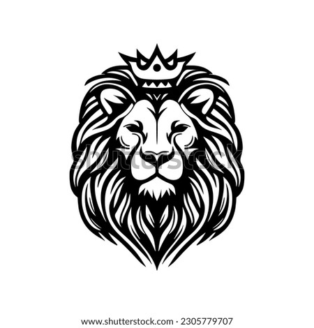 Lion king face tattoo style logo symbol illustration design template. isolated on white background