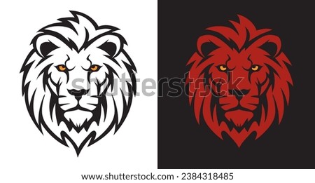 Lion face logo, head of a lion, icon, symbol, vector graphic illustration art