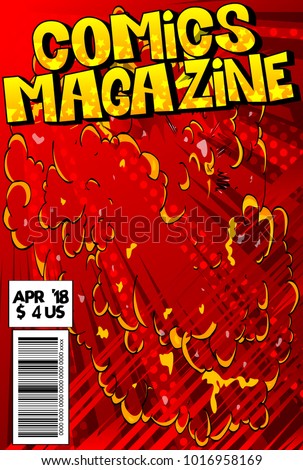 
Editable comic book cover with abstract explosion background.