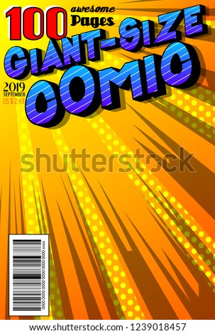 Editable comic book cover with abstract background. Vector illustration style cartoon.