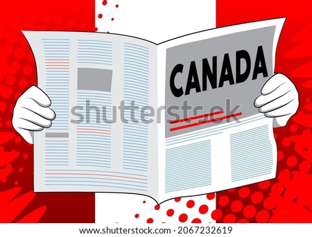 Business Newspaper with the text Canada as headline. Vector cartoon illustration.