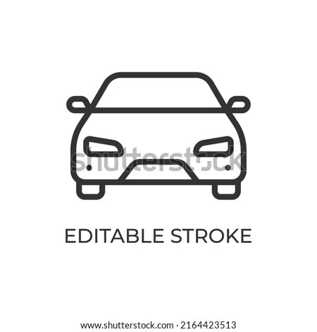 Car front view line icon. Ground transport. Used for moving around the city, countryside and travel. Isolated vector illustration on a white background. Editable stroke.