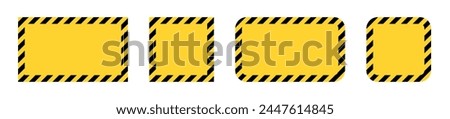 Tape frames caution. Yellow and black warning border is square and rectangular. Danger in construction or on the road.