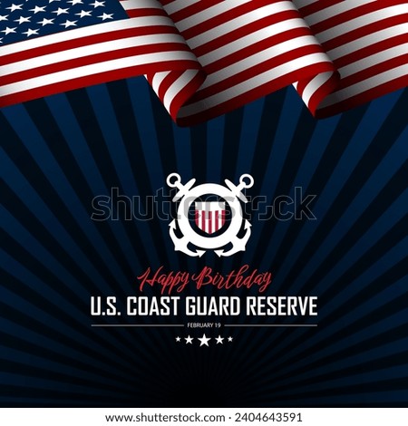 U.S. Coast Guard Reserve Birthday February 19 Background Vector Illustration