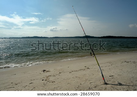 Fishing rod on Singapore beach