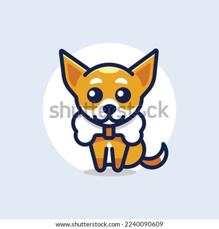 Cute Kawaii Puppy Dog Mascot Cartoon Logo Design Icon Illustration Character Hand Drawn. Suitable for every category of business, company, brand like pet store or pet shop, toys, food, and many more