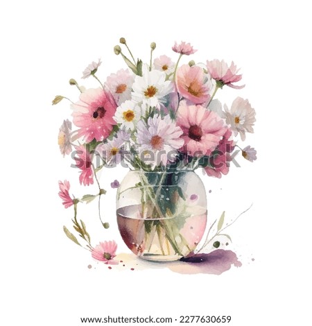 Similar – Image, Stock Photo colorful bouquet in vase on table with Lightleak
