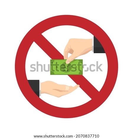 Anti-corruption sign. forbidden sign. Flat design vector illustration isolated on white background. Foto d'archivio © 