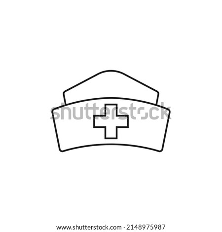 Nurse hat line icon on white background.