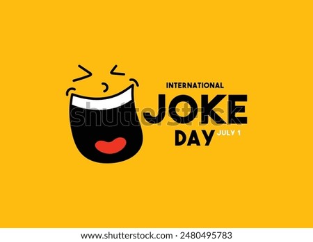 International Joke Day. July 1. Laughing face icon. Yellow background. Eps 10.