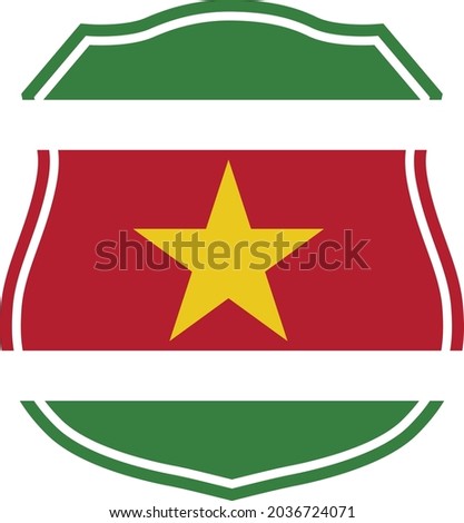 A Crest With Flag Of Suriname, Isolated On White Background.