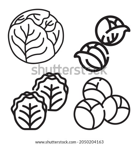 set of Brussels Sprouts icon, line isolated or logo isolated sign symbol vector, outline and stroke style Collection of high-quality vector illustration,