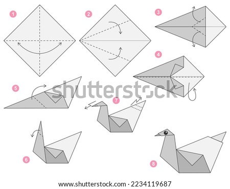 Origami tutorial for kids. Origami cute Swan.
